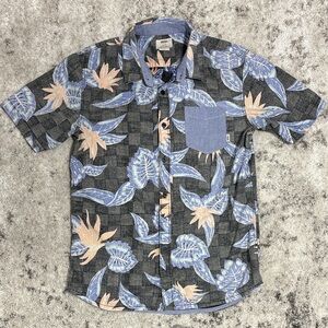 Vans Blue and Gray Floral Casual Shirt